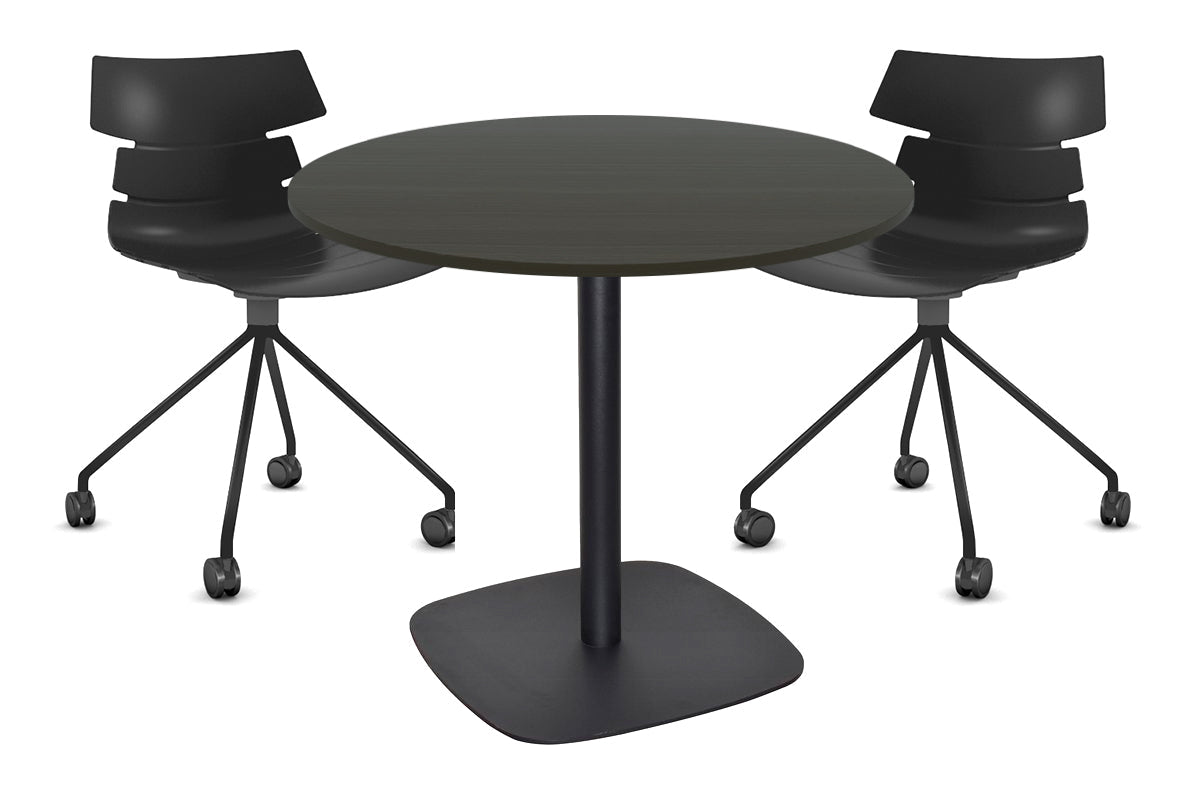 EZ Hospitality Arc Base Round Meeting Table [600mm] EZ Hospitality 450mm black base dark oak 