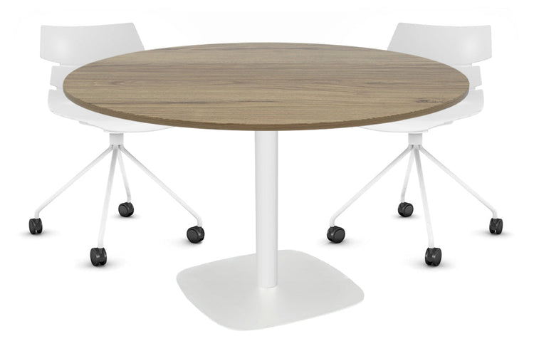 EZ Hospitality Arc Base Round Meeting Table [800mm] EZ Hospitality 540mm white base salvage oak 