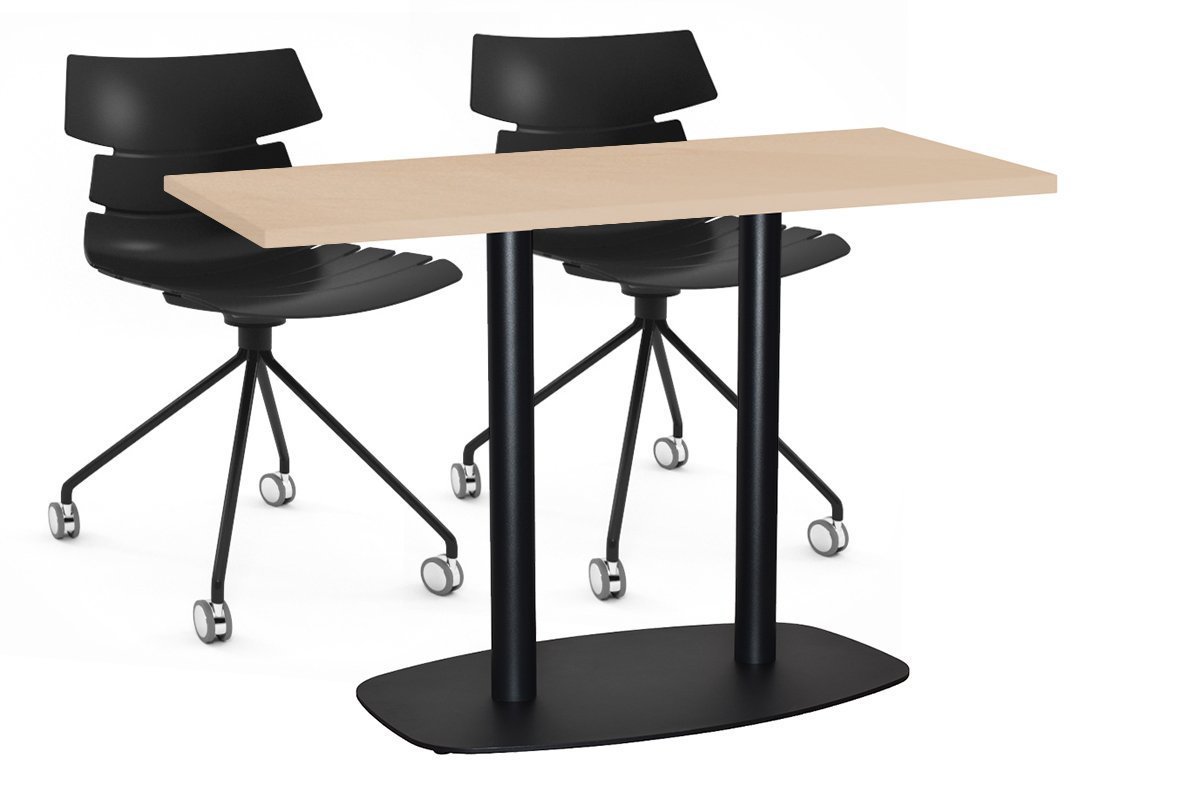 EZ Hospitality Arc Cafe Table Double Base - Black Frame [1400L x 700W] EZ Hospitality maple 