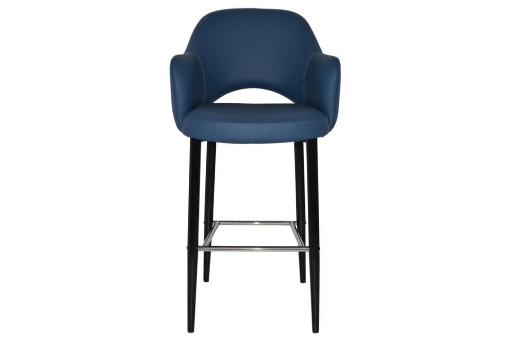 EZ Hospitality Avalon Stool Black with Arms - 750mm Seat Height-pelle/benito tan  