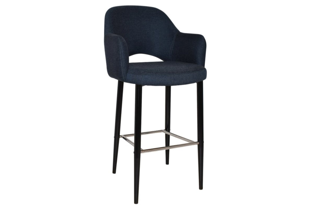EZ Hospitality Avalon Stool Black with Arms - 750mm Seat Height-gravity navy  
