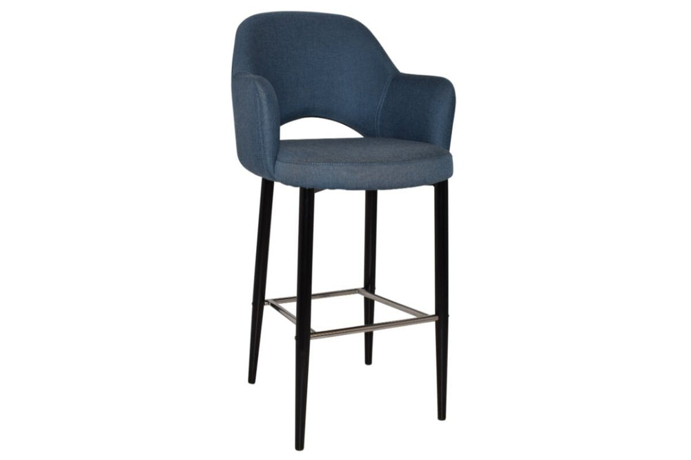 EZ Hospitality Avalon Stool Black with Arms - 750mm Seat Height-gravity denim  