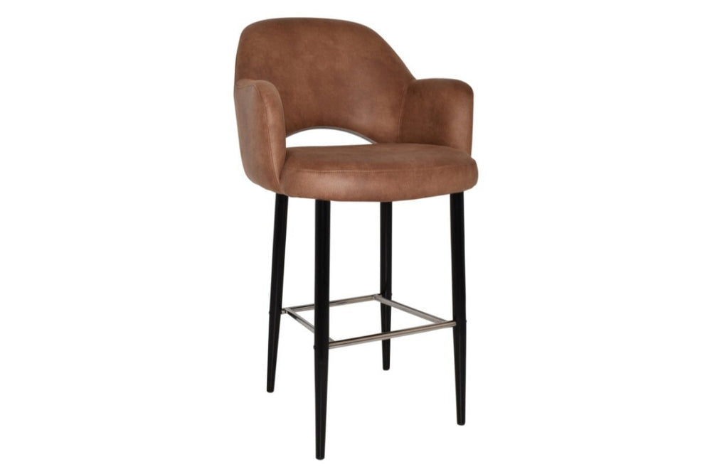 EZ Hospitality Avalon Stool Black with Arms - 750mm Seat Height-eastwood tan  
