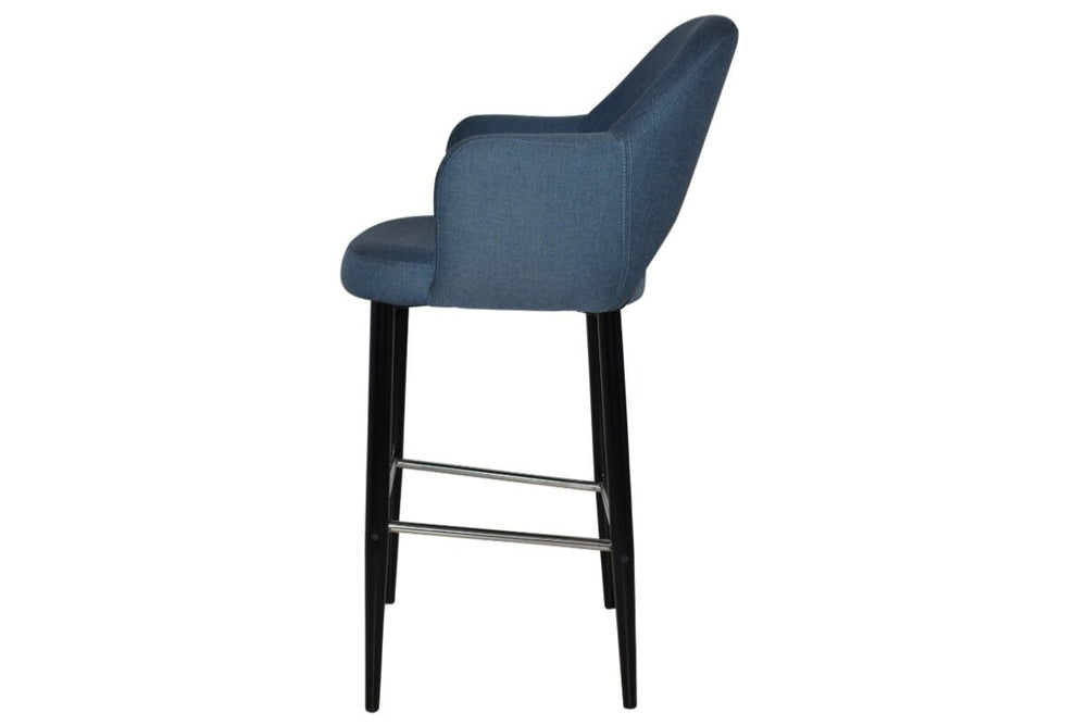 EZ Hospitality Avalon Stool Black with Arms - 750mm Seat Height-pelle/benito tan  