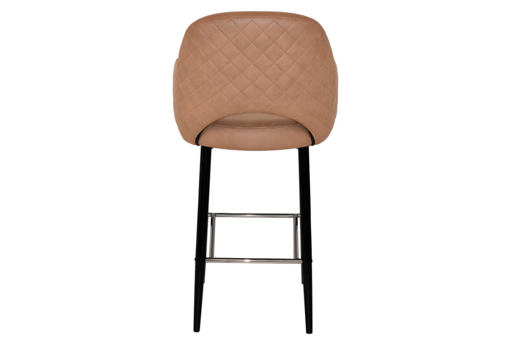 EZ Hospitality Avalon Stool Black with Arms - 750mm Seat Height-pelle/benito tan  