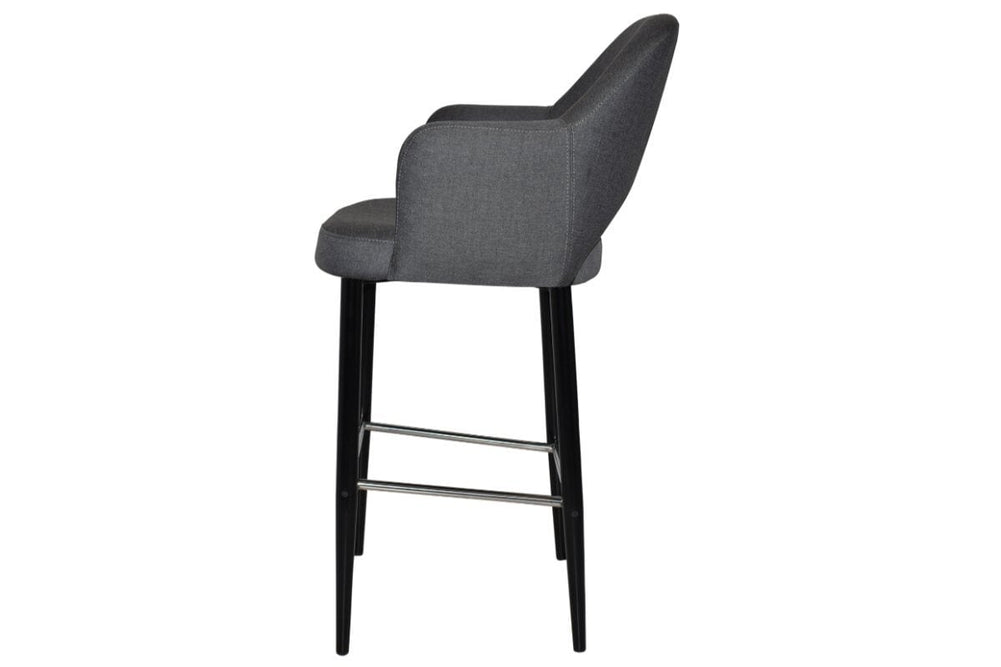 EZ Hospitality Avalon Stool Black with Arms - 750mm Seat Height-pelle/benito tan  