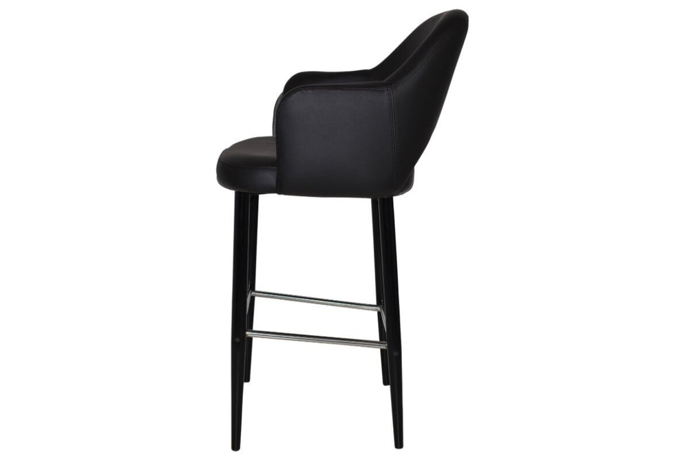 EZ Hospitality Avalon Stool Black with Arms - 750mm Seat Height-pelle/benito tan  