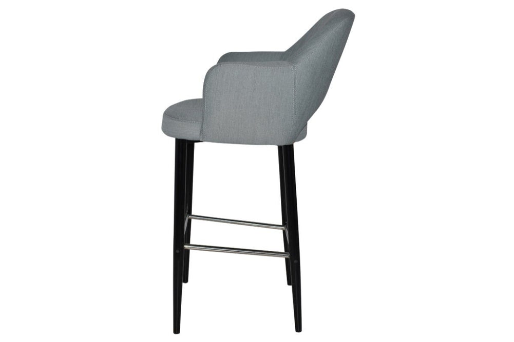 EZ Hospitality Avalon Stool Black with Arms - 750mm Seat Height-pelle/benito tan  