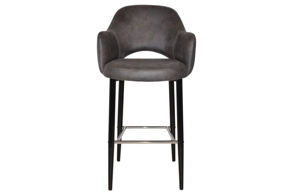 EZ Hospitality Avalon Stool Black with Arms - 750mm Seat Height-pelle/benito tan  