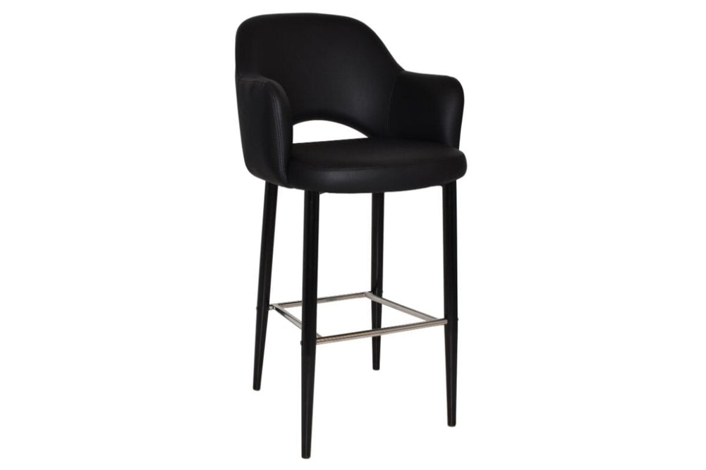 EZ Hospitality Avalon Stool Black with Arms - 750mm Seat Height-vinyl black  