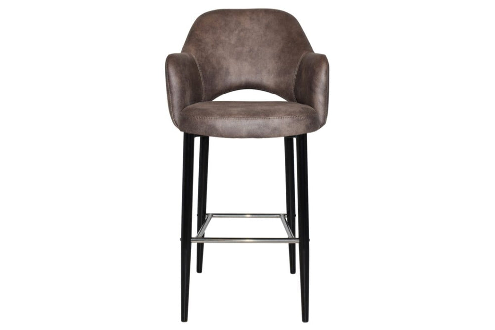 EZ Hospitality Avalon Stool Black with Arms - 750mm Seat Height-pelle/benito tan  