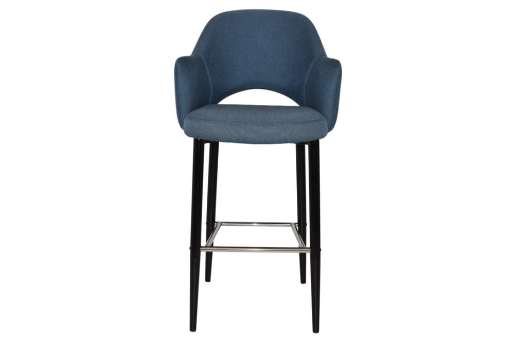 EZ Hospitality Avalon Stool Black with Arms - 750mm Seat Height-pelle/benito tan  