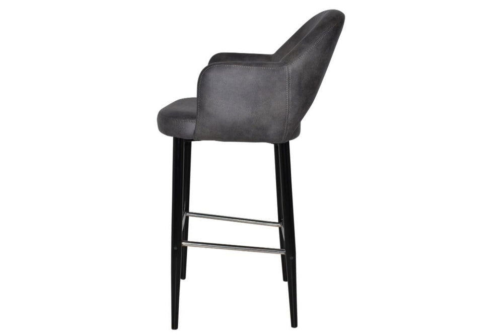 EZ Hospitality Avalon Stool Black with Arms - 750mm Seat Height-pelle/benito tan  