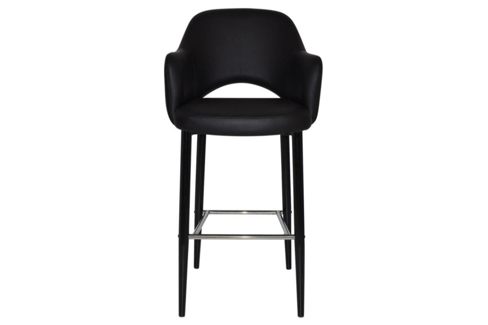 EZ Hospitality Avalon Stool Black with Arms - 750mm Seat Height-pelle/benito tan  