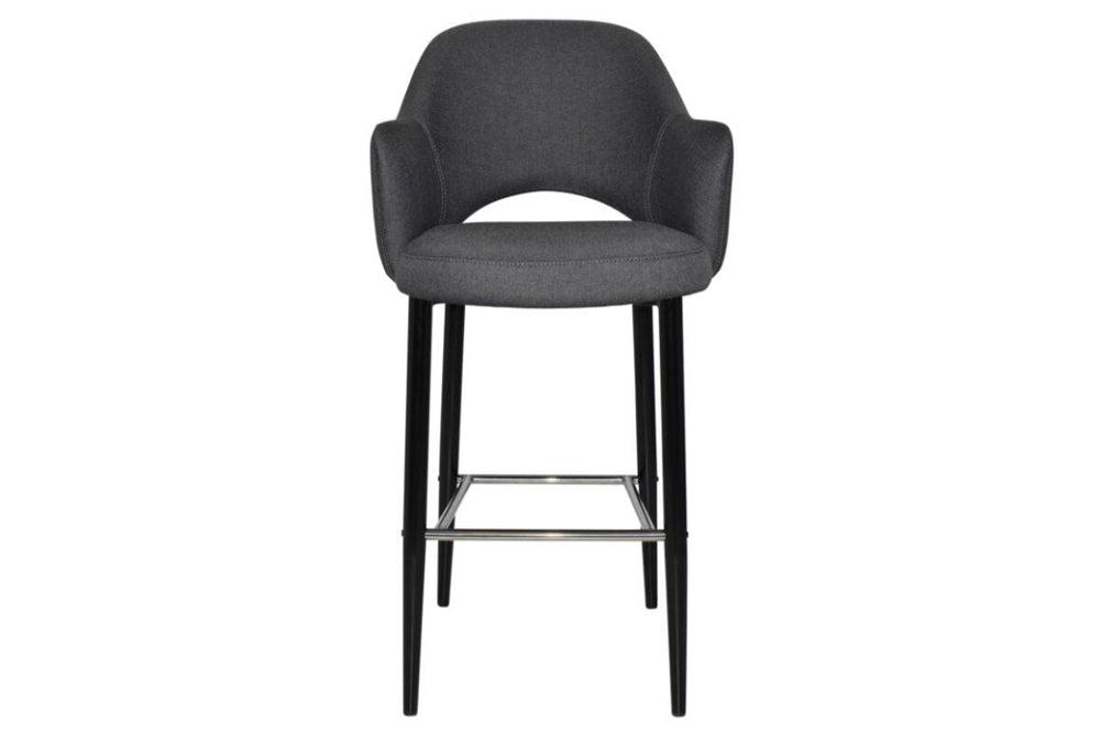 EZ Hospitality Avalon Stool Black with Arms - 750mm Seat Height-pelle/benito tan  