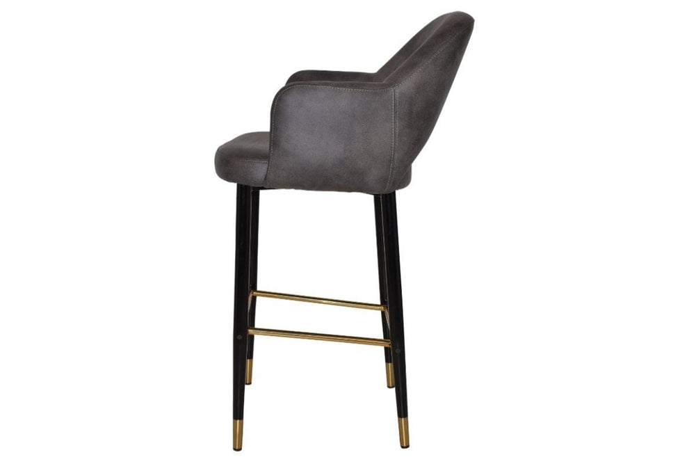 EZ Hospitality Avalon Stool Black Brass with Arms - 750mm Seat Height-pelle/benito tan  