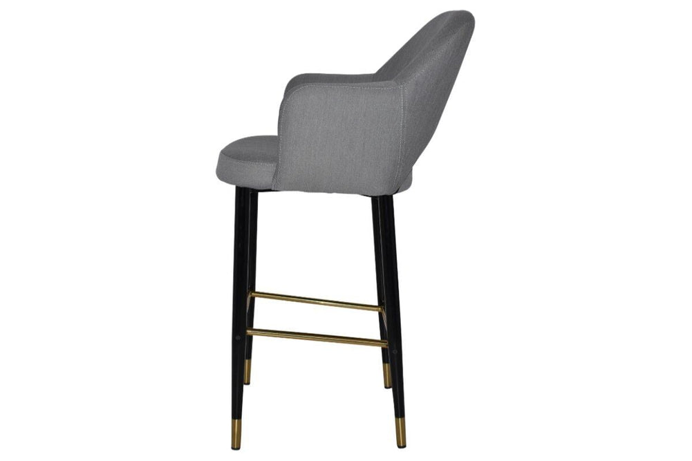 EZ Hospitality Avalon Stool Black Brass with Arms - 750mm Seat Height-pelle/benito tan  