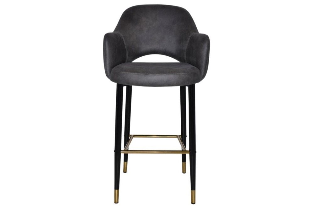 EZ Hospitality Avalon Stool Black Brass with Arms - 750mm Seat Height-pelle/benito tan  