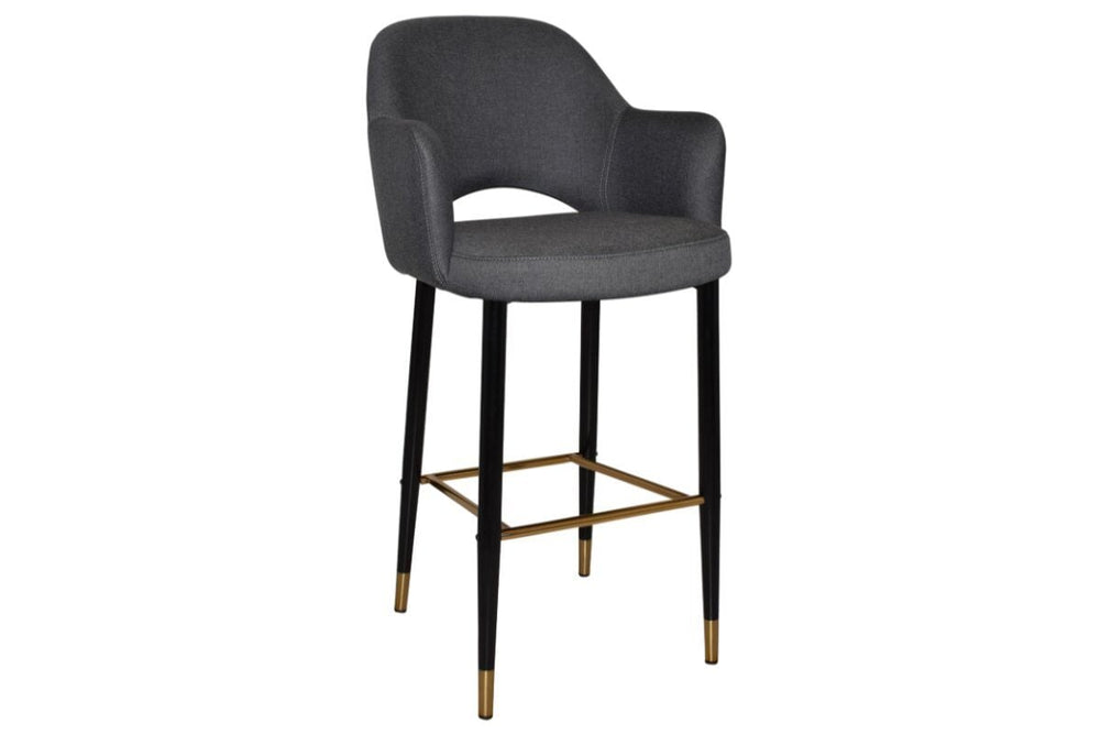 EZ Hospitality Avalon Stool Black Brass with Arms - 750mm Seat Height-gravity slate  