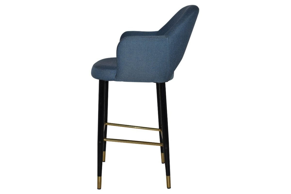 EZ Hospitality Avalon Stool Black Brass with Arms - 750mm Seat Height-pelle/benito tan  