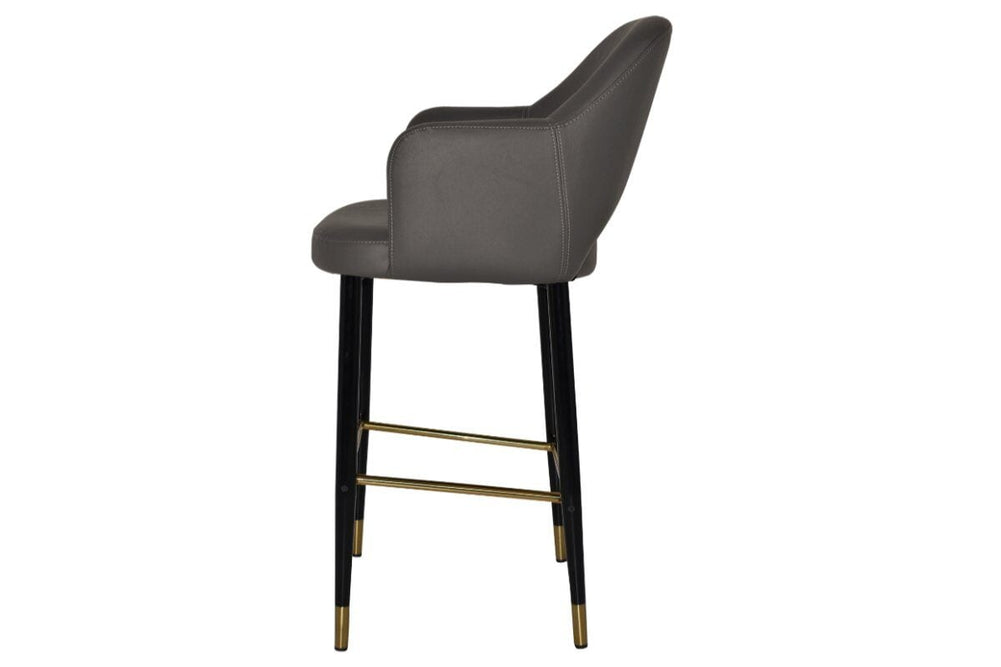 EZ Hospitality Avalon Stool Black Brass with Arms - 750mm Seat Height-pelle/benito tan  