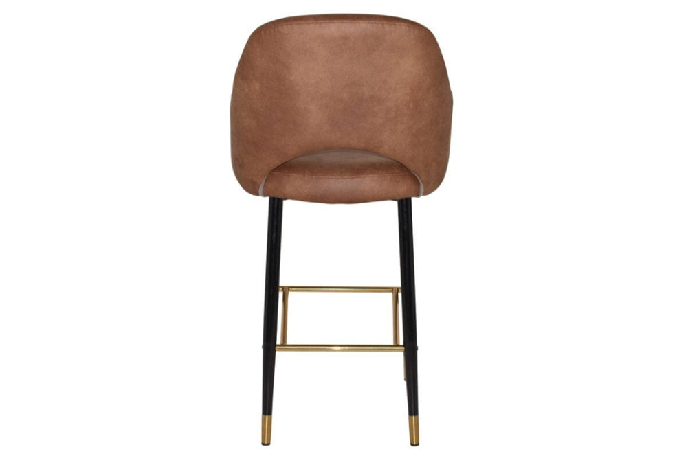 EZ Hospitality Avalon Stool Black Brass with Arms - 750mm Seat Height-pelle/benito tan  