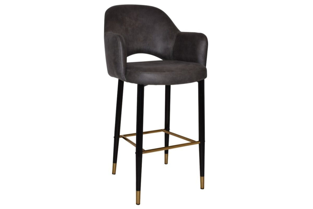 EZ Hospitality Avalon Stool Black Brass with Arms - 750mm Seat Height-eastwood slate  