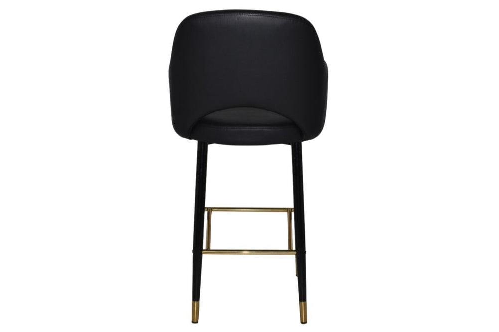 EZ Hospitality Avalon Stool Black Brass with Arms - 750mm Seat Height-pelle/benito tan  