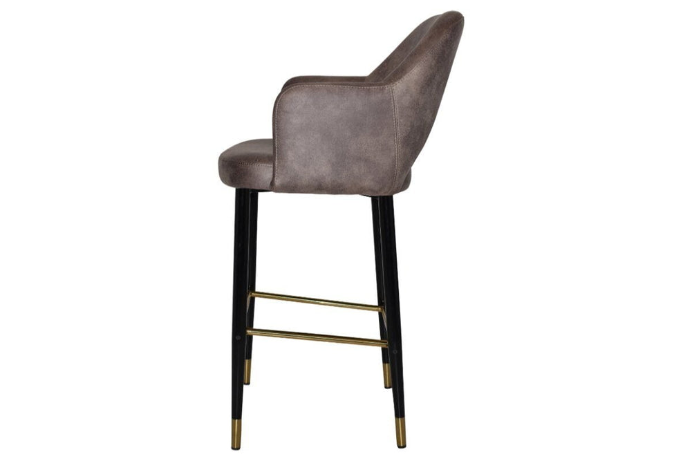 EZ Hospitality Avalon Stool Black Brass with Arms - 750mm Seat Height-pelle/benito tan  