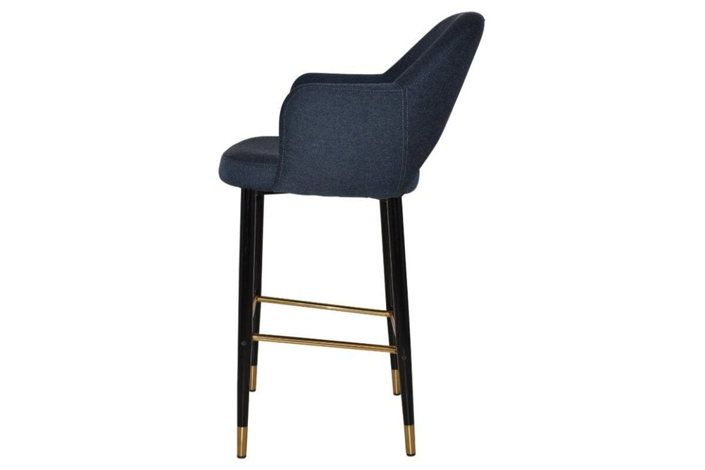 EZ Hospitality Avalon Stool Black Brass with Arms - 750mm Seat Height-pelle/benito tan  