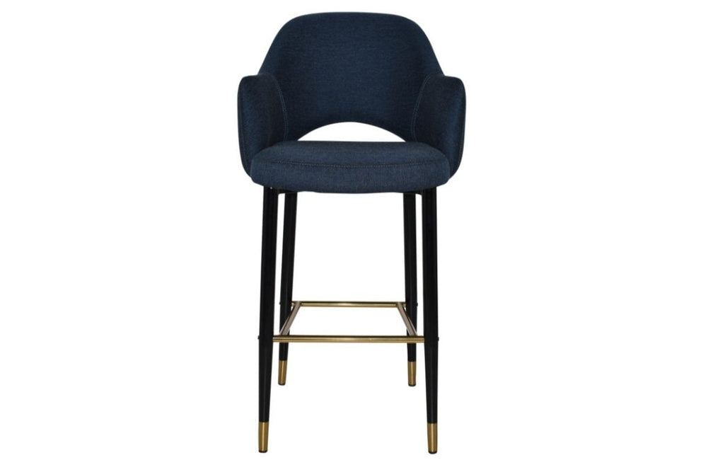 EZ Hospitality Avalon Stool Black Brass with Arms - 750mm Seat Height-pelle/benito tan  