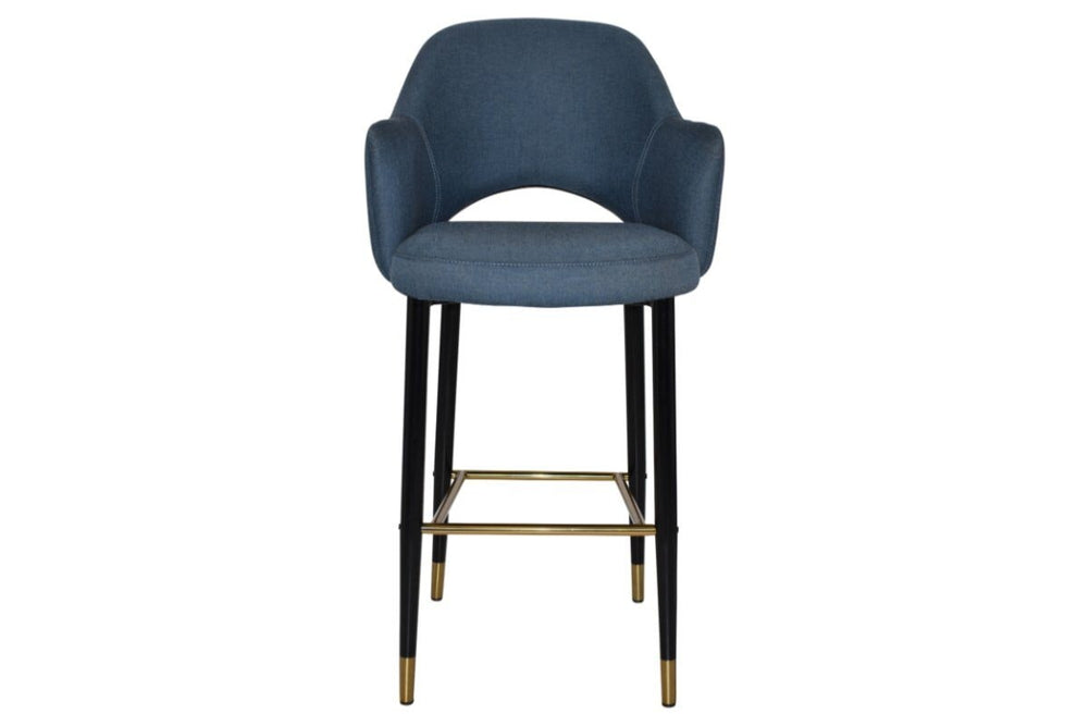 EZ Hospitality Avalon Stool Black Brass with Arms - 750mm Seat Height-pelle/benito tan  