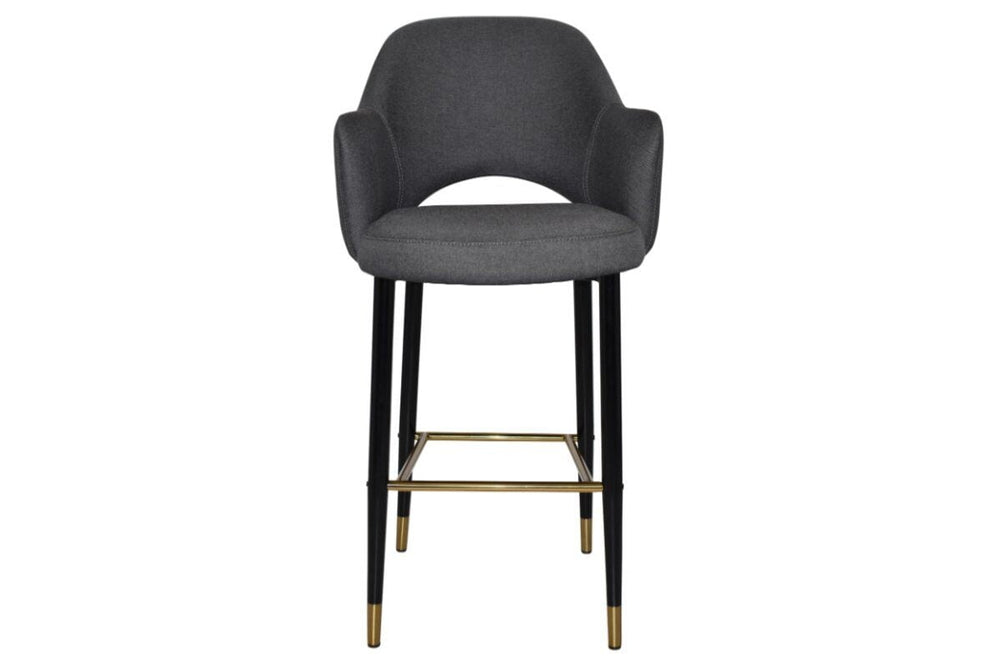 EZ Hospitality Avalon Stool Black Brass with Arms - 750mm Seat Height-pelle/benito tan  