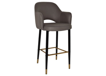 EZ Hospitality Avalon Stool with Arms 750 mm [Black brass] EZ Hospitality vinyl charcoal 