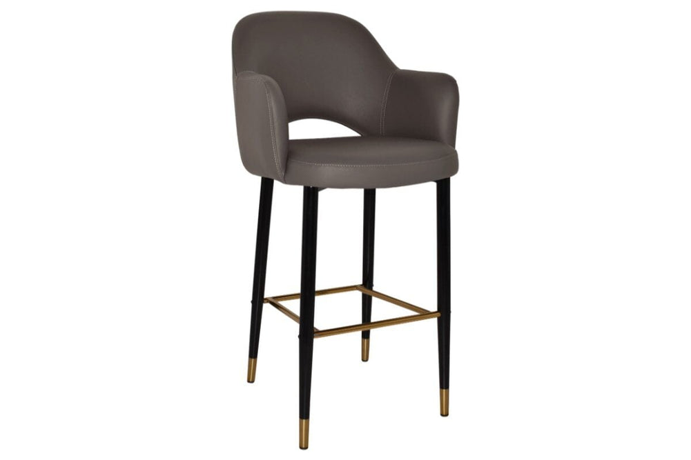 EZ Hospitality Avalon Stool Black Brass with Arms - 750mm Seat Height-vinyl charcoal  
