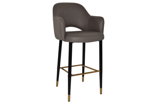 EZ Hospitality Avalon Stool with Arms 750 mm [Black brass] EZ Hospitality vinyl charcoal 