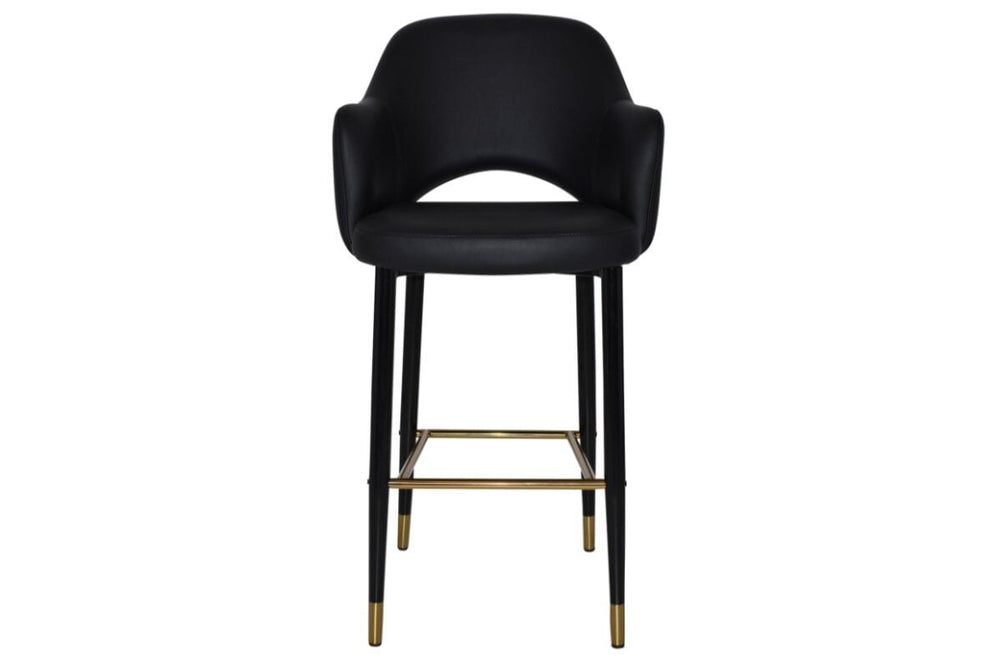 EZ Hospitality Avalon Stool Black Brass with Arms - 750mm Seat Height-pelle/benito tan  