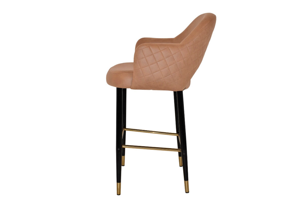 EZ Hospitality Avalon Stool Black Brass with Arms - 750mm Seat Height-pelle/benito tan  