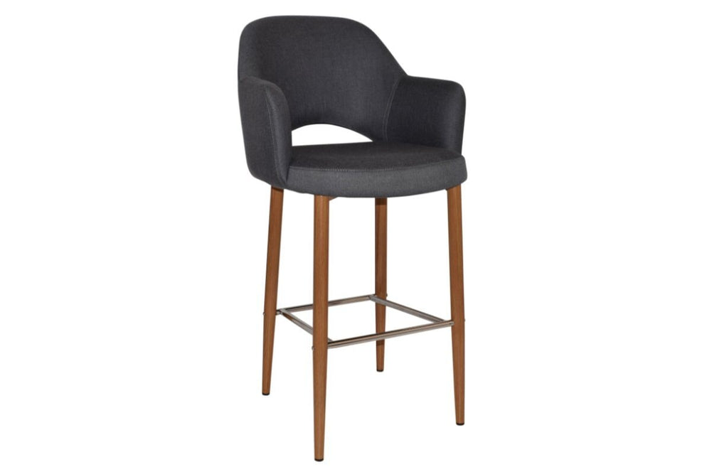 EZ Hospitality Avalon Stool Light oak with Arms - 750mm Seat Height-gravity slate  