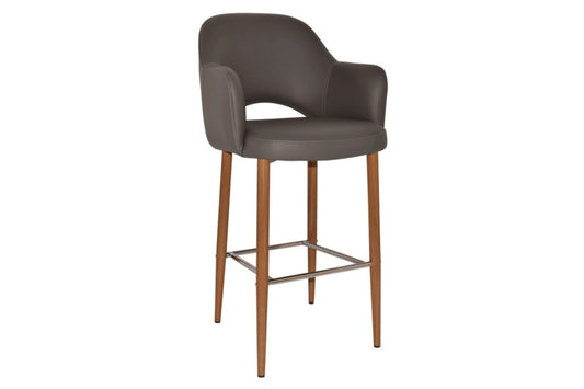 EZ Hospitality Avalon Stool with Arms 750 mm [Light oak] EZ Hospitality vinyl charcoal 