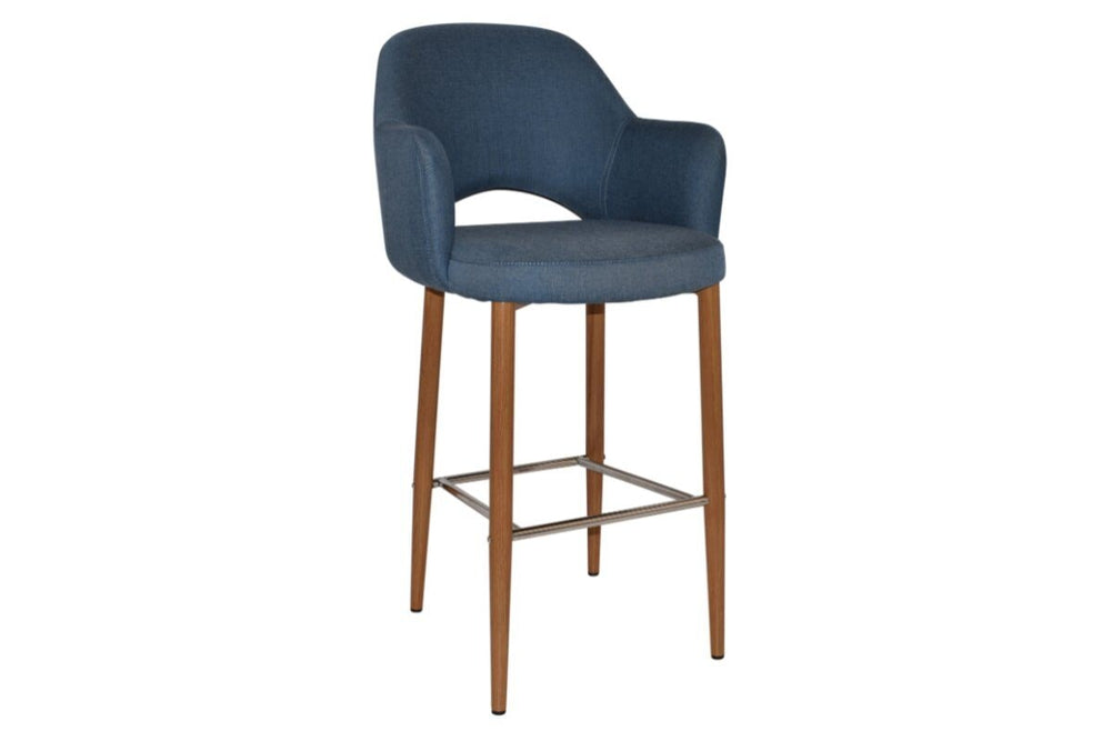 EZ Hospitality Avalon Stool Light oak with Arms - 750mm Seat Height-gravity denim  