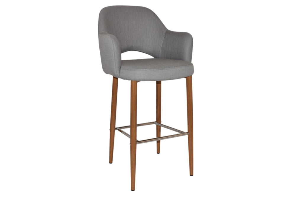 EZ Hospitality Avalon Stool Light oak with Arms - 750mm Seat Height-gravity steel  