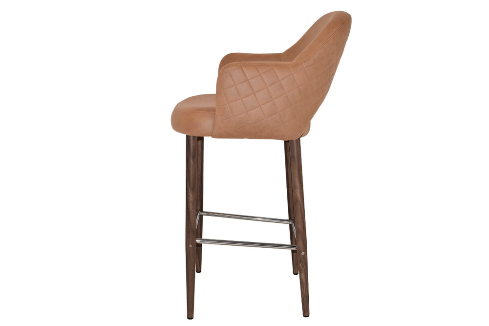 EZ Hospitality Avalon Stool Light Walnut with Arms - 750mm Seat Height-pelle/benito tan  