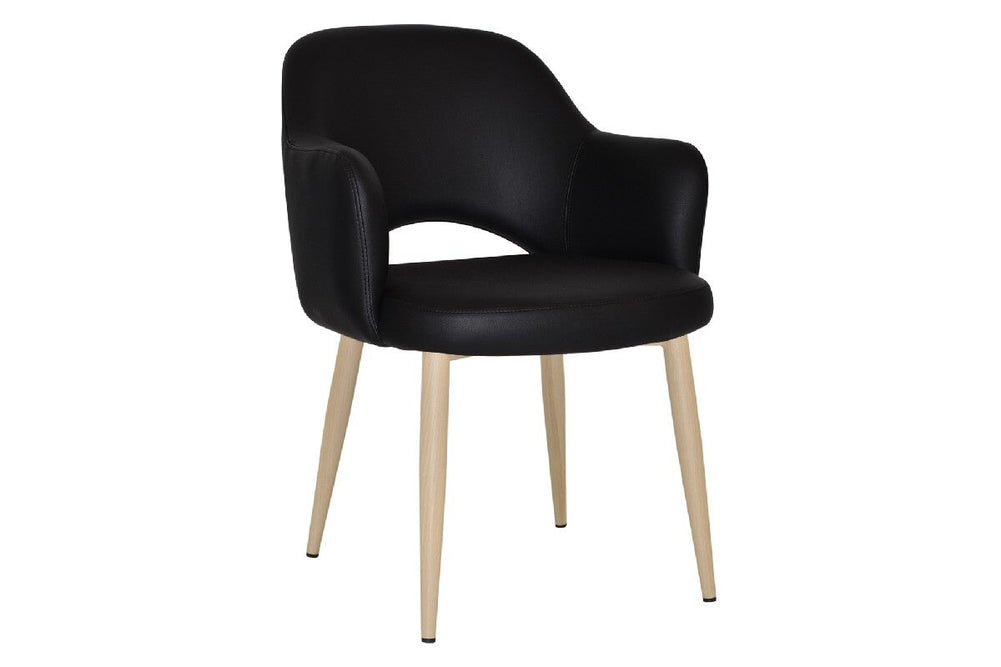 EZ Hospitality Cairo Indoor Armchair Metal Base - Birch 4 Leg-vinyl black  