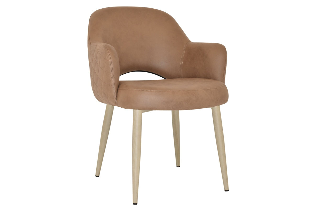 EZ Hospitality Cairo Indoor Armchair Metal Base - Birch 4 Leg-pelle benito tan  