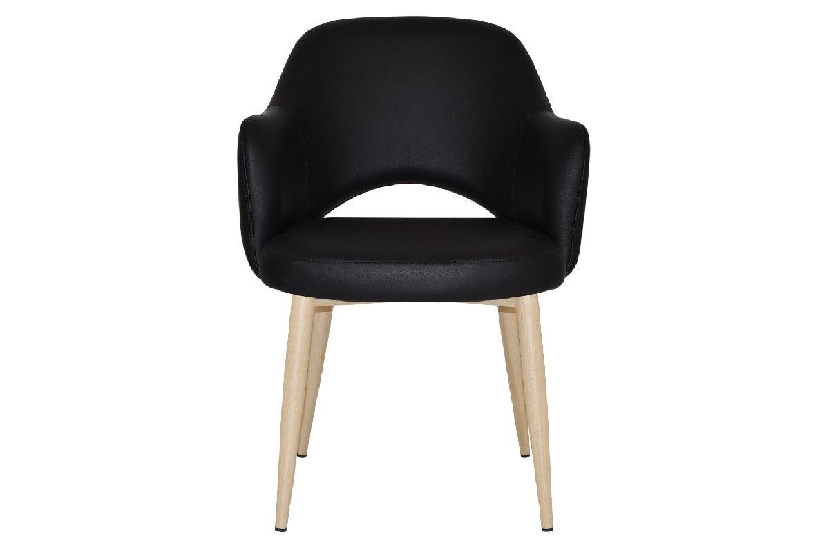 EZ Hospitality Cairo Indoor Armchair Metal Base - Birch 4 Leg-pelle benito sage  