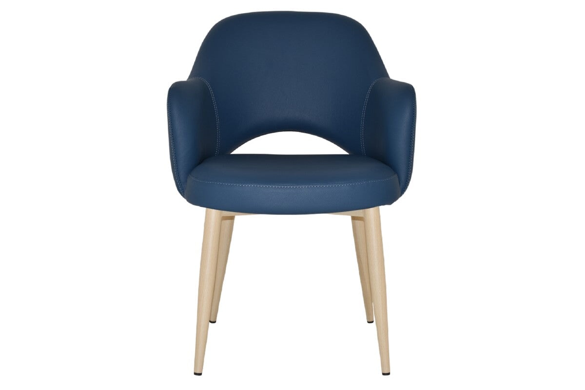 EZ Hospitality Cairo Indoor Armchair Metal Base - Birch 4 Leg-pelle benito sage  