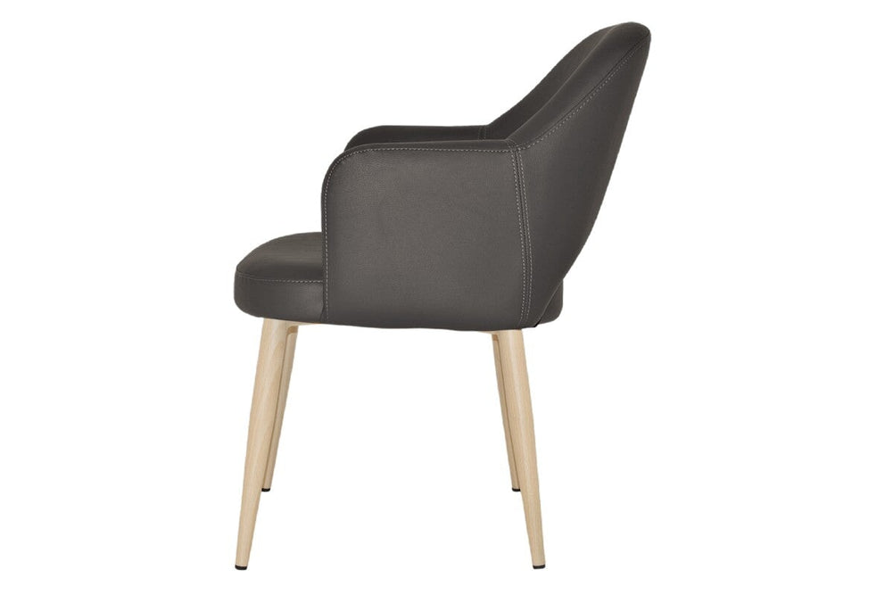 EZ Hospitality Cairo Indoor Armchair Metal Base - Birch 4 Leg-pelle benito sage  