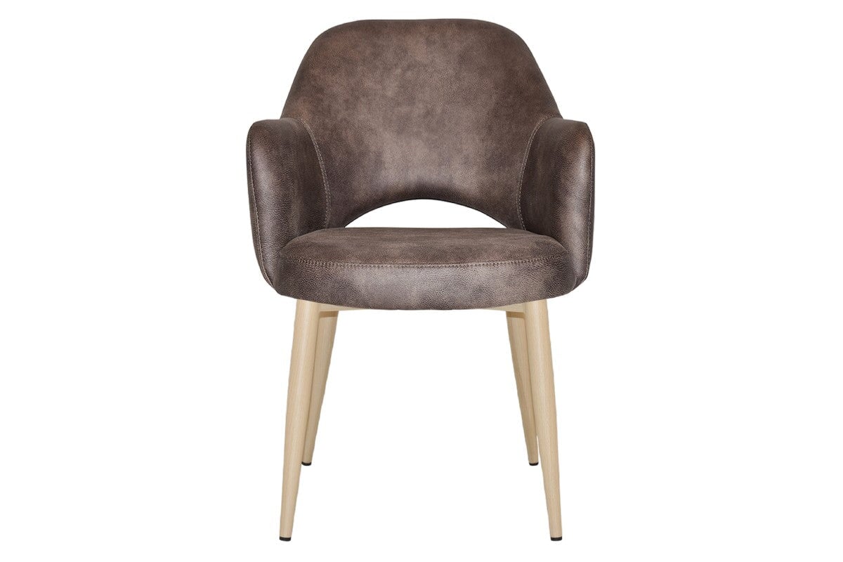 EZ Hospitality Cairo Indoor Armchair Metal Base - Birch 4 Leg-pelle benito sage  