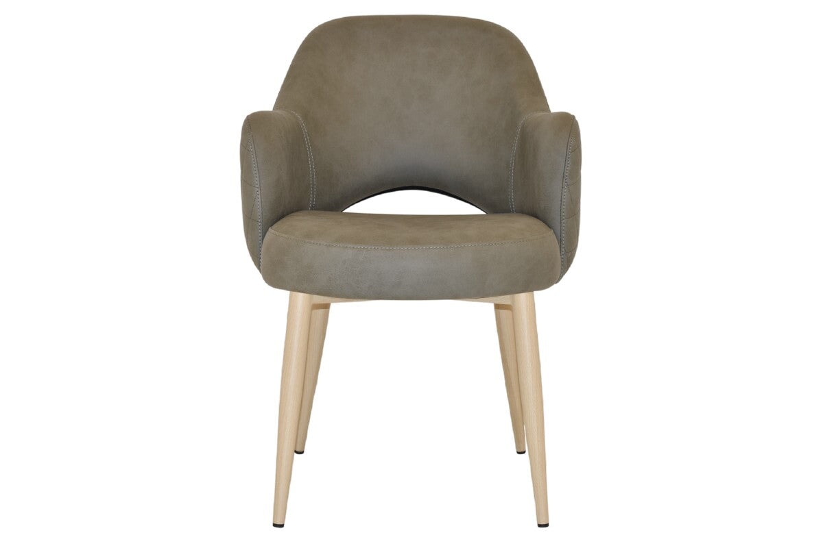EZ Hospitality Cairo Indoor Armchair Metal Base - Birch 4 Leg-pelle benito sage  